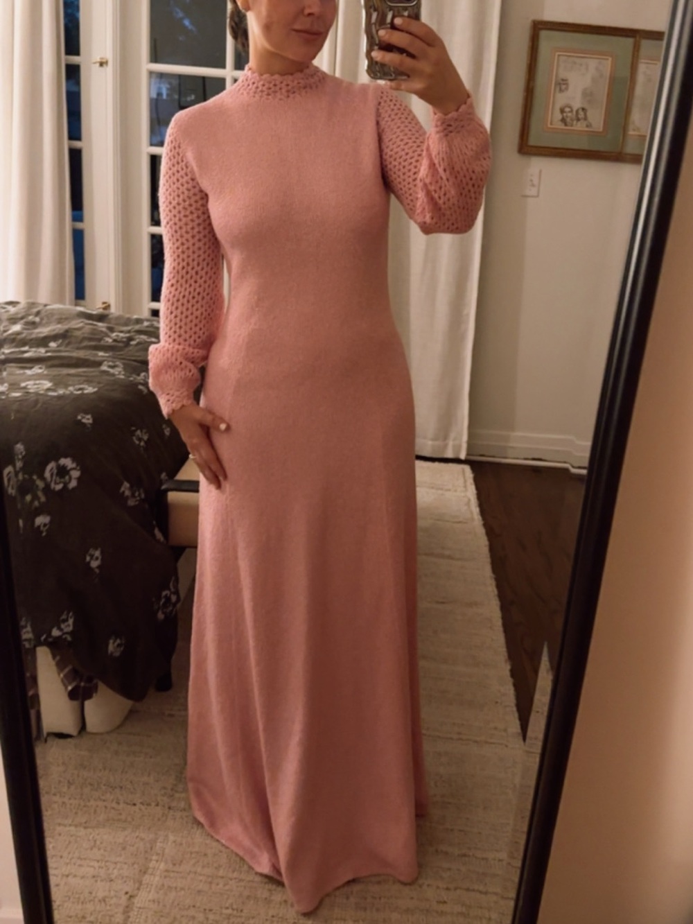 St. John Knits Vintage 1970’s Pink Long Knit Maxi
